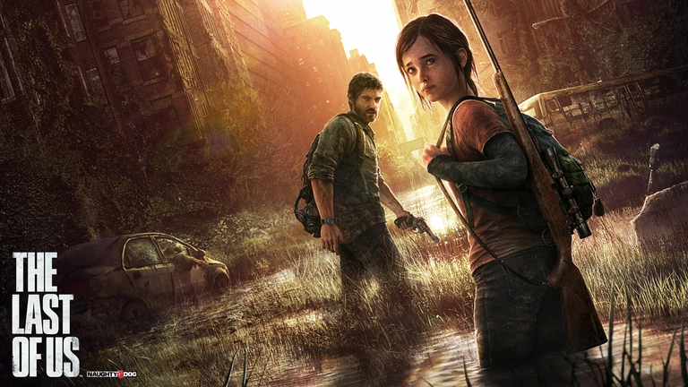 The Last of Us game artwork featuring Joel and Ellie