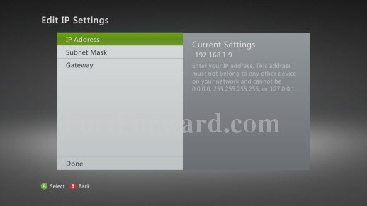 ip address xbox 360