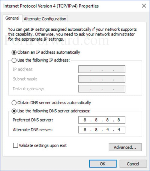 Windows 10 Internet Protocol Version 4