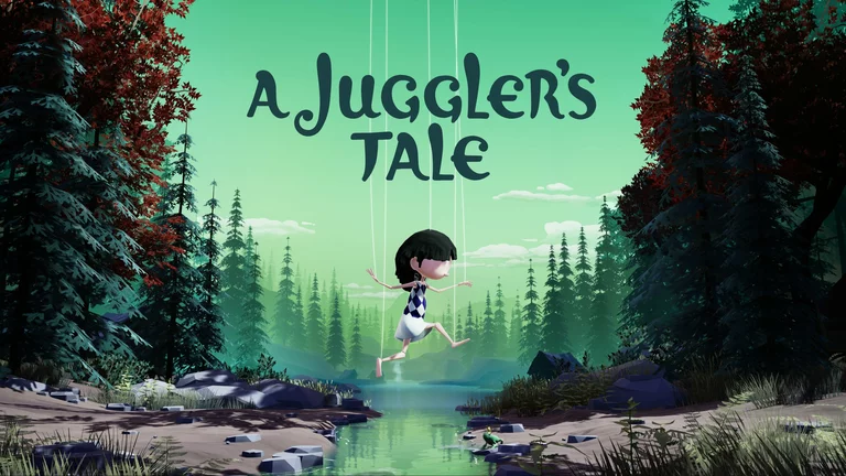 A Juggler's Tale game art showing a girl jumping across a creek.