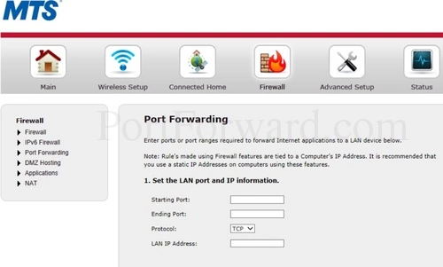 Actiontec GT784WNV Port Forwarding