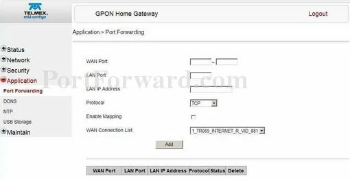 Alcatel-Lucent I-240W-Q port forward