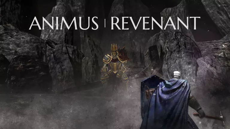 Animus: Revenant game art with player holding axe and shield.