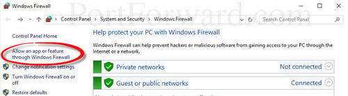 Allow an app through firewall где