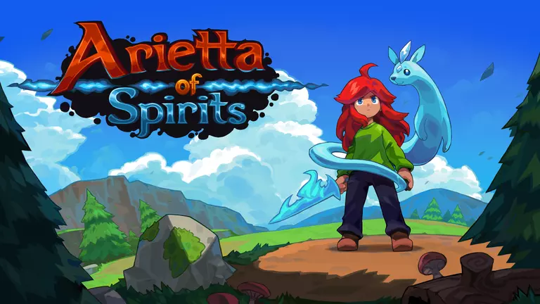Arietta of Spirits game art showing Arietta standing at the edge of a forest.