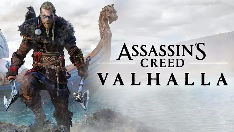 Assassin's Creed: Valhalla artwork featuring Eivor holding an axe in each hand