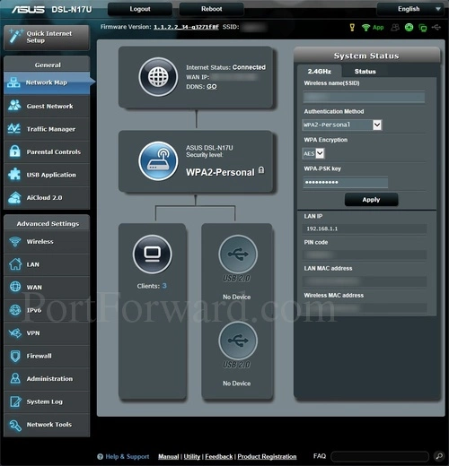 Asus DSL-N17U Network Map