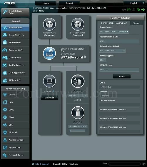 Asus RT-AC1200HP Network Map