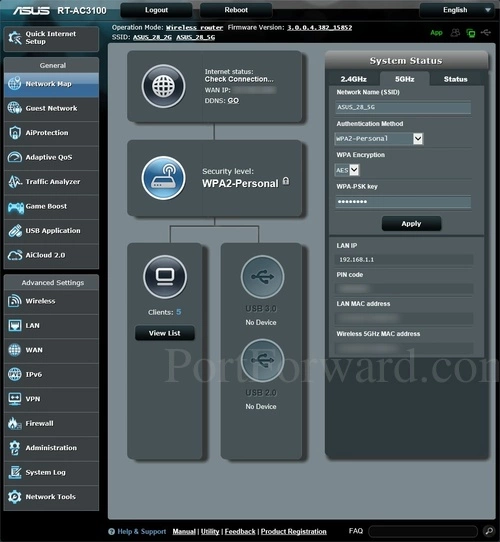 Asus RT-AC3100 Network Map