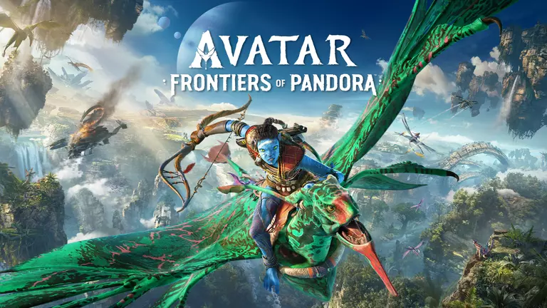 Avatar: Frontiers of Pandora view of forest with warrior and bird-like creature