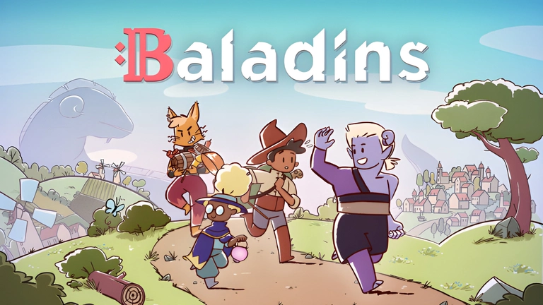 Baladins artwork featuring a party of heroes off on an adventure