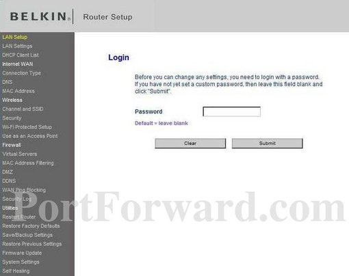 belkin port forwarding wizard