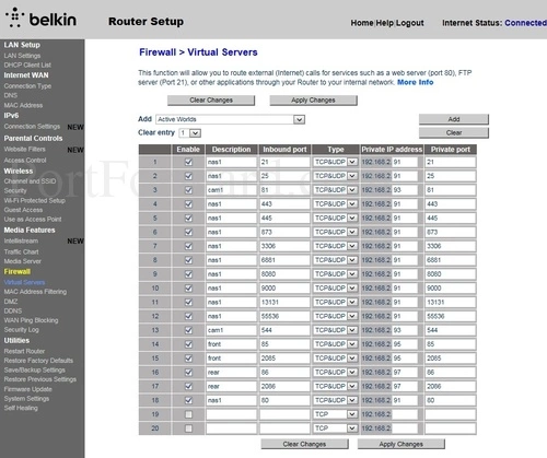 Belkin F9K1112v1 Virtual Servers