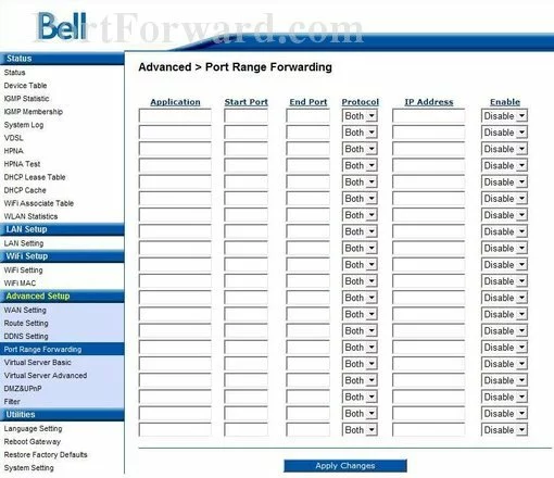 Bell CellPipe_7130 port forward