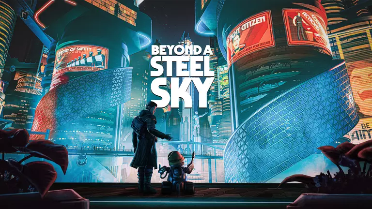 Beyond a Steel Sky game artwork featuring Robert Foster and Joey