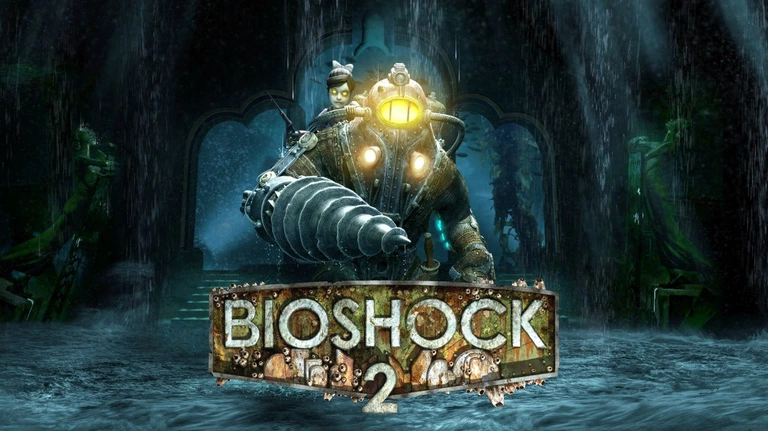 BioShock 2 artwork featuring the Big Daddy Subject Delta and the Little Sister Eleanor