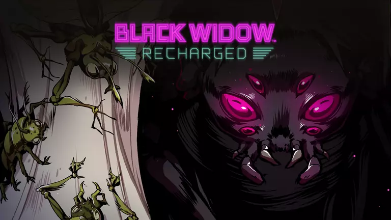 Black Widow: Recharged game art showing a widow in her web.