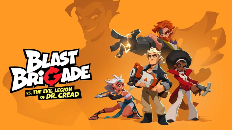Blast Brigade vs. The Evil Legion of Dr. Cread game art showing characters holding weapons.