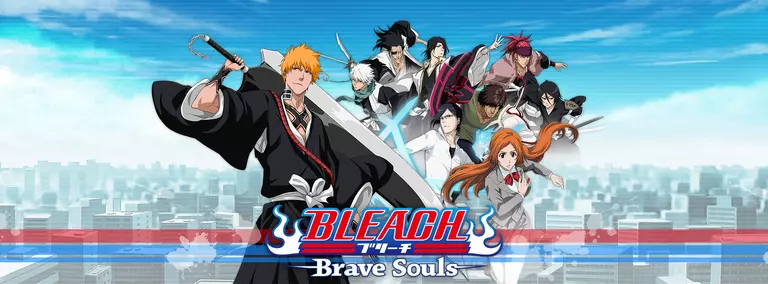 Bleach: Brave Souls game art showing characters with a city in the background.