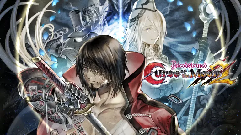 Bloodstained: Curse of the Moon 2 artwork featuring Zangetsu, Dominique, Hachi and Robert