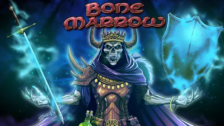Bone Marrow game art with sword and shield being held by magician.
