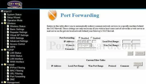 CD-R King IP04177 port forward