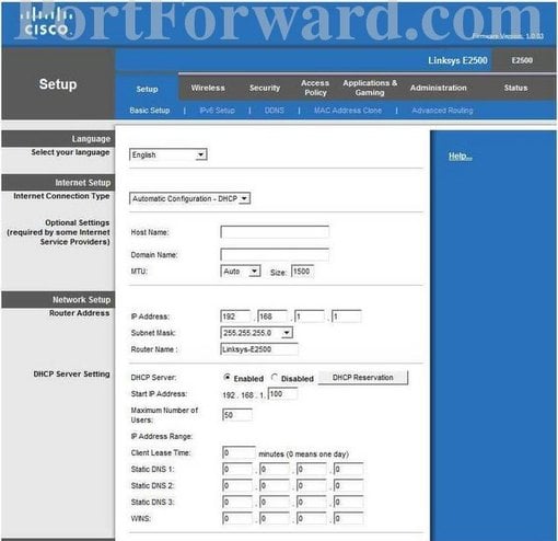 How to Open Ports in a Cisco Linksys E2500 Router