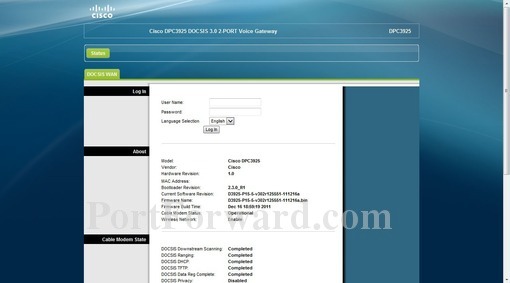 Cisco DPC3925 Screenshot 1