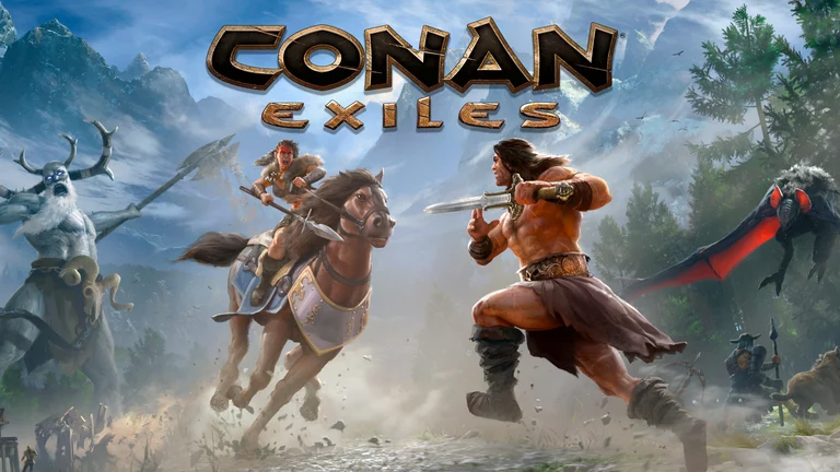 Conan Exiles game art showing players in the middle of a fight.