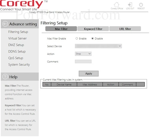 Coredy RT1200 MAC Filter