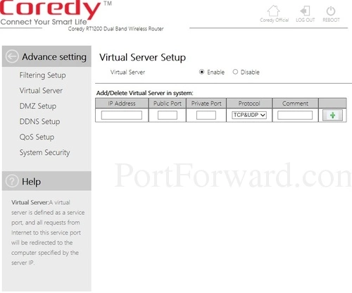 Coredy RT1200 Virtual Server