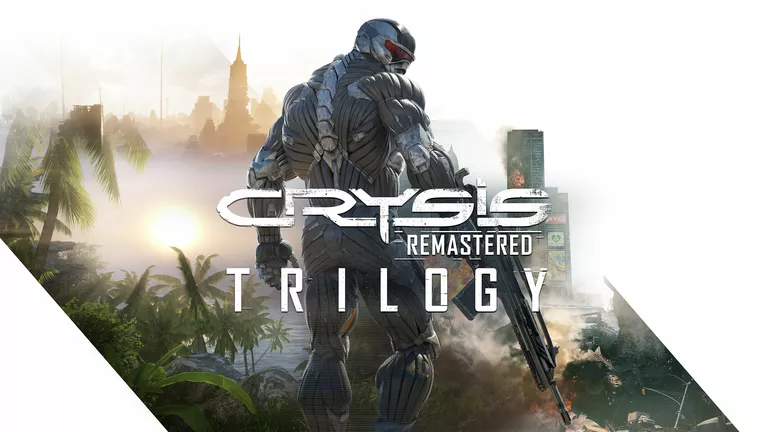 Crysis Remastered Trilogy super-soldier player holding an assault riffle.