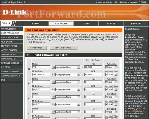 Dlink DIR-615v5 port forward