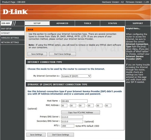 D-Link DIR-809 Internet