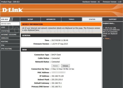 Open Ports on the D-Link DIR-822 Router