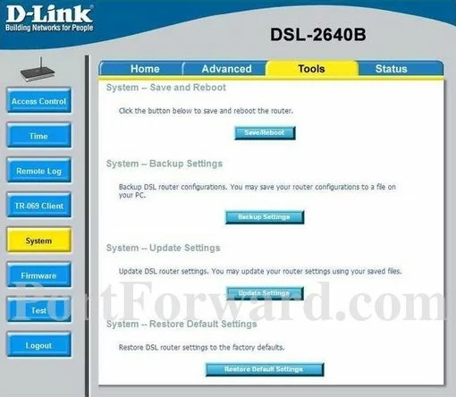 Dlink DSL-2640Bv3 port forward