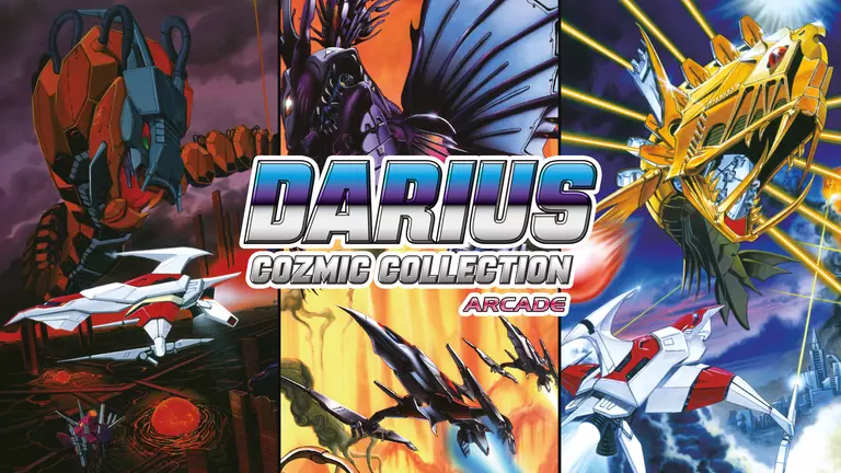 Darius Cozmic Collection Arcade game art showing various Darius arcade games.