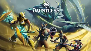 Dauntless artwork featuring some slayers standing before the Behemoth Sahvyt