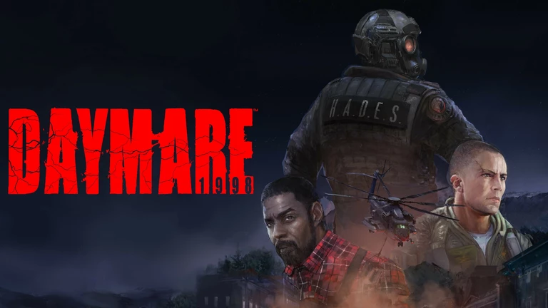 Daymare: 1998 game art showing characters with a helicopter in the background.
