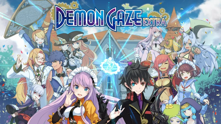 Demon Gaze Extra cover art with cast of characters.