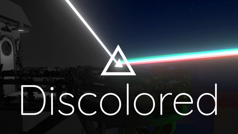 Discolored game art showing logo and landscape in the background.