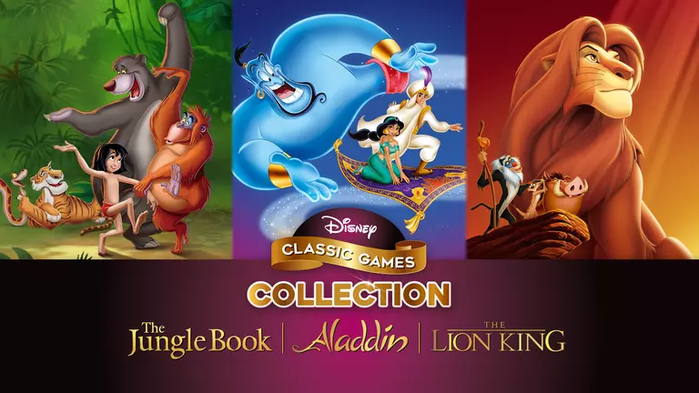 Disney Classic Games Collection artwork featuring The Jungle Book, Aladdin, and The Lion King