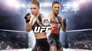 EA Sports UFC 2 cover featuring Ronda Rousey and Conor McGregor