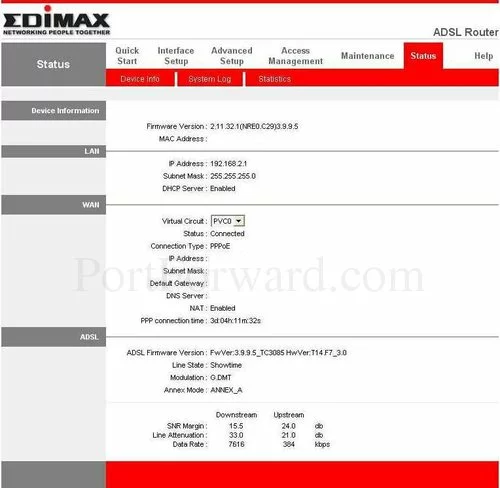 Edimax AR-7064G+A Device Information