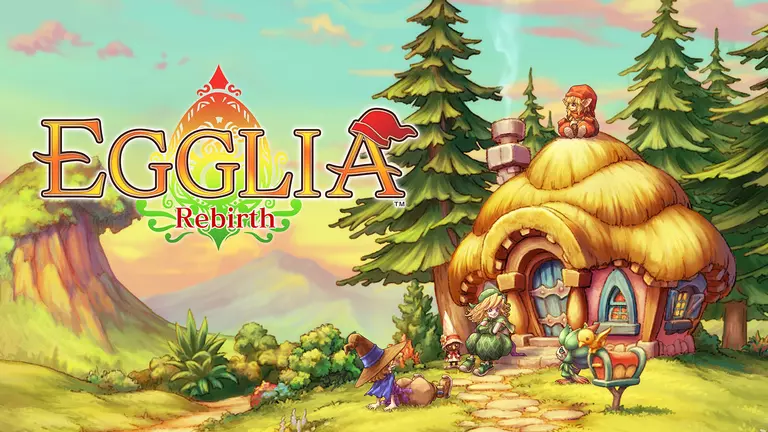 Egglia Rebirth game artwork featuring characters hanging around a house