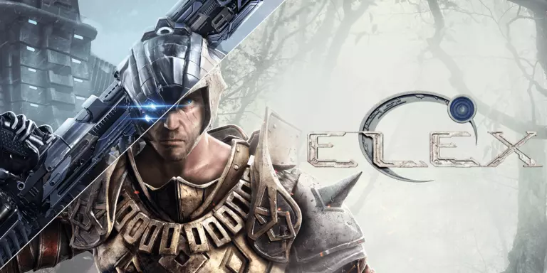 ELEX character with a large weapon over his shoulder.