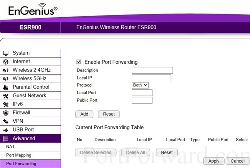 EnGenius ESR900 Port Forwarding