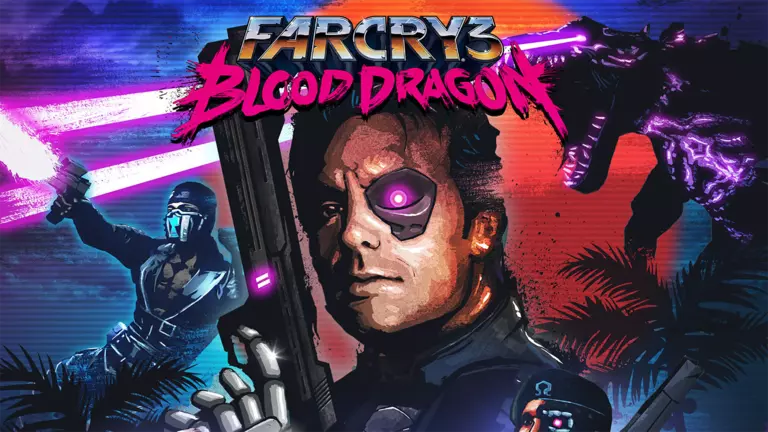 Far Cry 3: Blood Dragon artwork featuring American cybernetic super-soldier Sergeant Rex 'Power' Colt