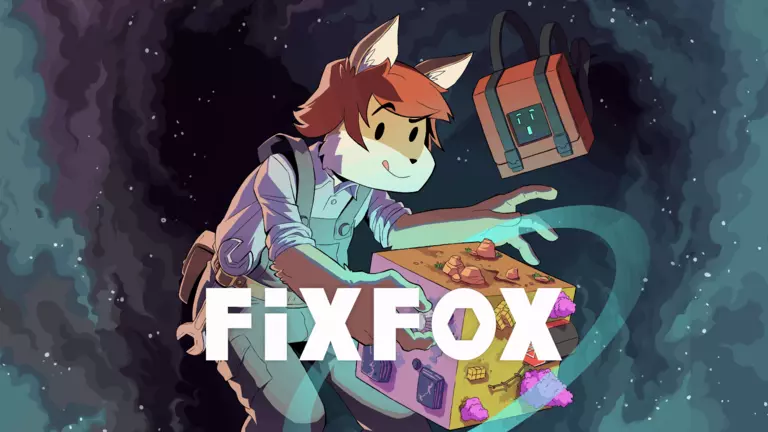 FixFox game artwork featuring Vix and her trusty toolbox Tin