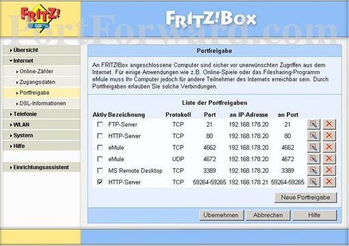 Simple FRITZ BOX Fon 5050 Router Port Forwarding
